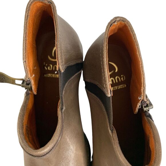 KANNA Booties Ankle Boots Brown Leather Zip Womens SIze 6.5 / 37 Made in Spain - Picture 7 of 7